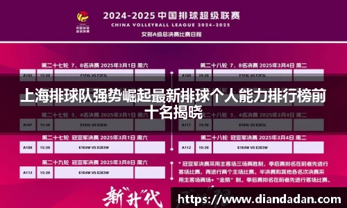 上海排球队强势崛起最新排球个人能力排行榜前十名揭晓